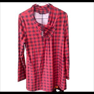 Lily firmiana red & black plaid large long blouse
